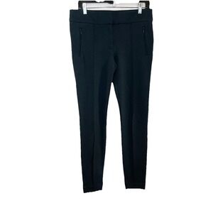 Ann Taylor LOFT Ponte Knit Skinny Pants Navy Mid Rise Pull On Zip Pockets Size 8